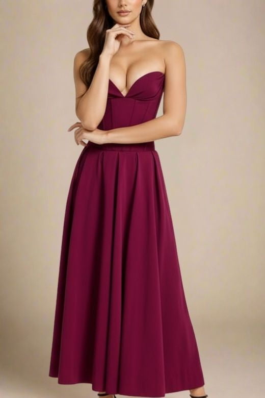 Gabbi Bodycon Midi Dress - Red Wine