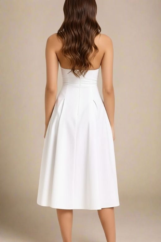 Austen Bodycon Midi Dress - White Pearl