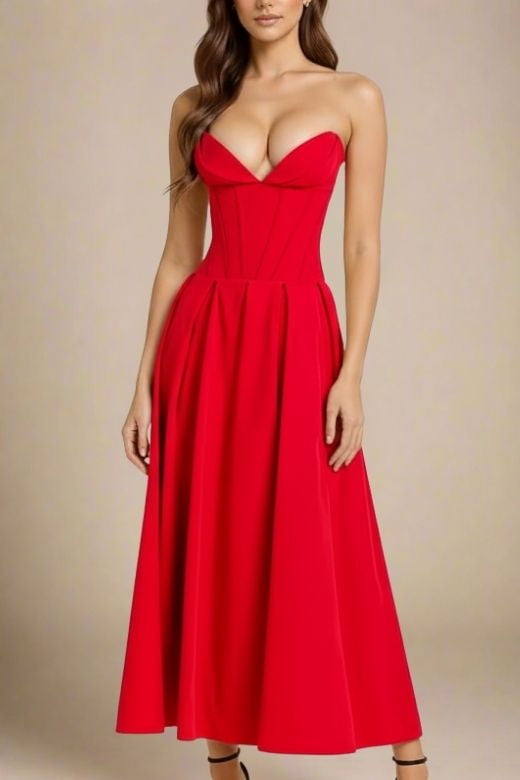 Gabbi Bodycon Midi Dress - Lipstick Red