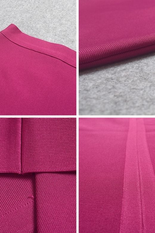 Pencil High Waist Bandage Knee Length Skirt - Magenta Pink