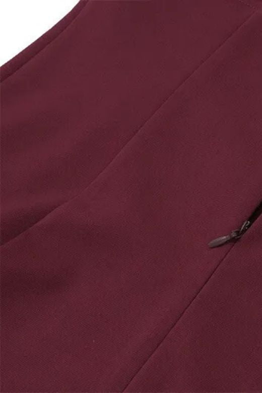 Woman wearing a figure flattering April Bodycon Mini Dress - Red Wine BODYCON COLLECTION