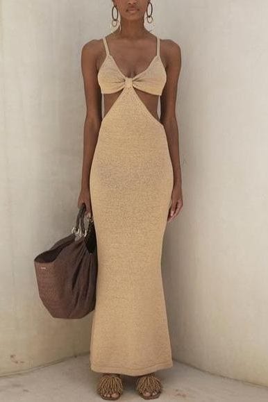 Woman wearing a figure flattering Aria Bodycon Day Maxi Dress - Pearl White BODYCON COLLECTION