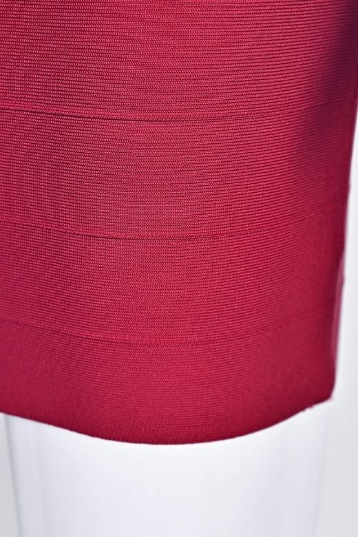 Woman wearing a figure flattering Audrey Bandage Mini Dress - Cherry Red BODYCON COLLECTION Pty Ltd