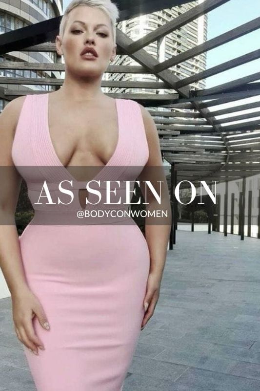 Woman wearing a figure flattering Bay Bandage Dress - Pearl White Bodycon Collection