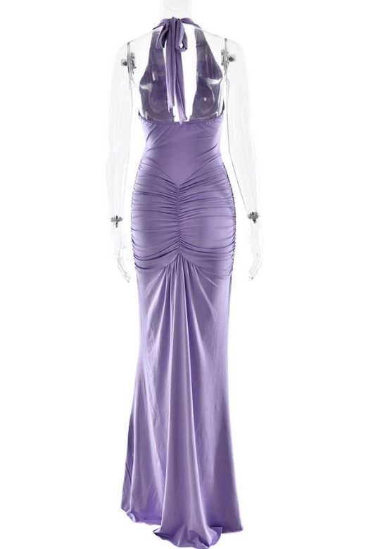 Woman wearing a figure flattering Bella Bodycon Wrap Maxi Dress - Violet BODYCON COLLECTION Pty Ltd