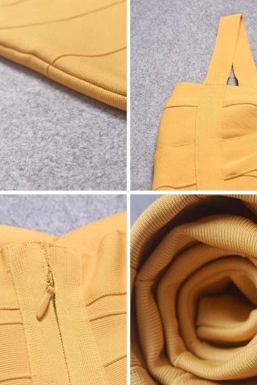 Bodycon Collection Heidi Bandage Midi Dress - Mustard Yellow Womens Dresses and Apparel Online