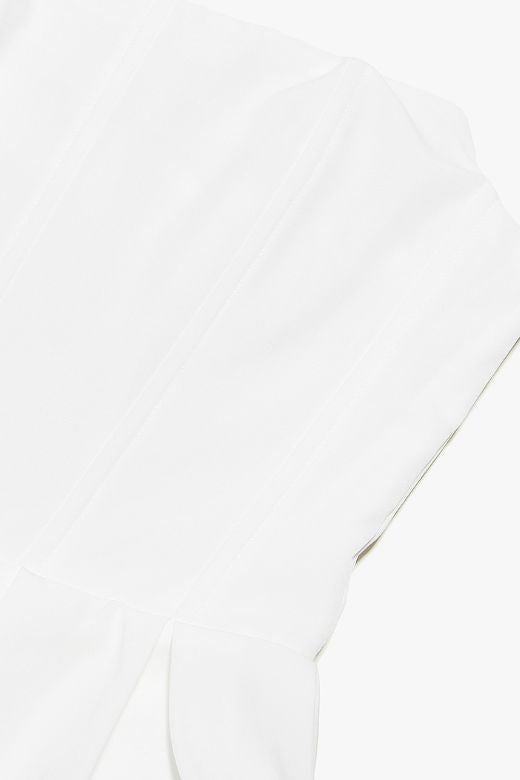 Woman wearing a figure flattering Capri Bodycon Strapless Midi Dress - Pearl White BODYCON COLLECTION