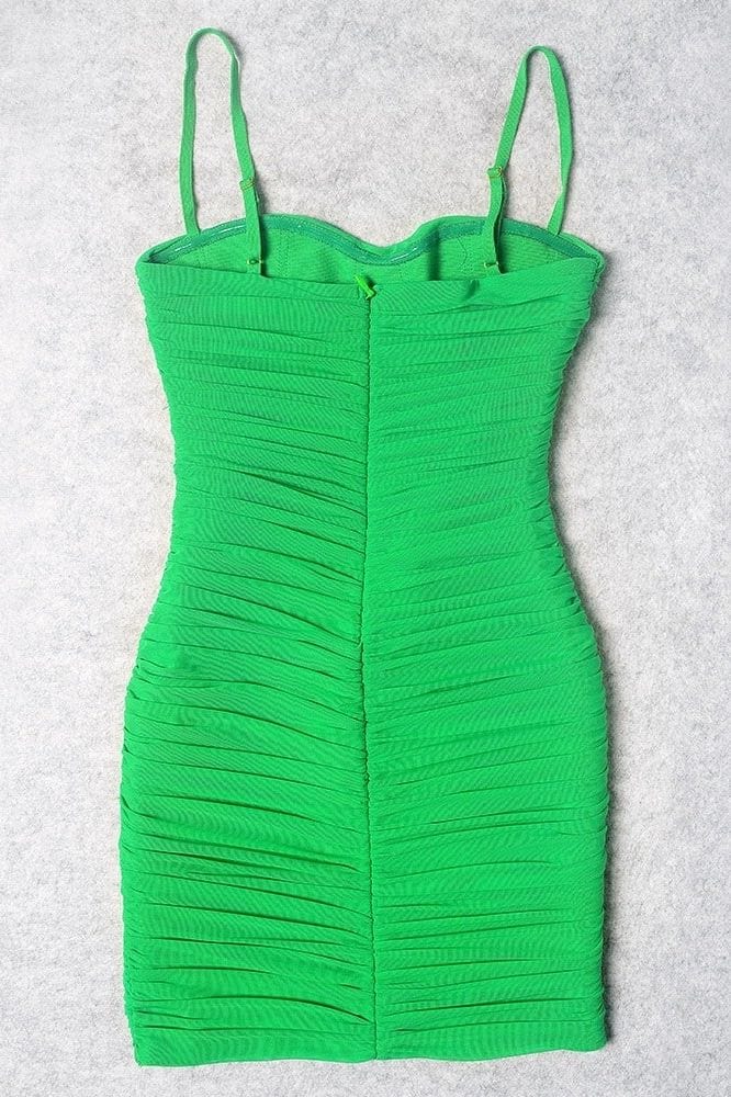 Woman wearing a figure flattering Cassie Bodycon Wrap Mini Dress - Classic Black BODYCON COLLECTION