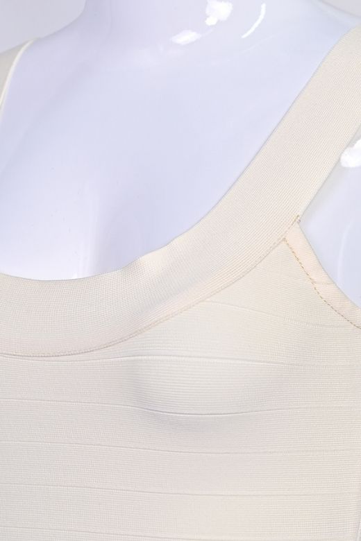 Woman wearing a figure flattering Cindy Bandage Midi Dress - Cream BODYCON COLLECTION Pty Ltd