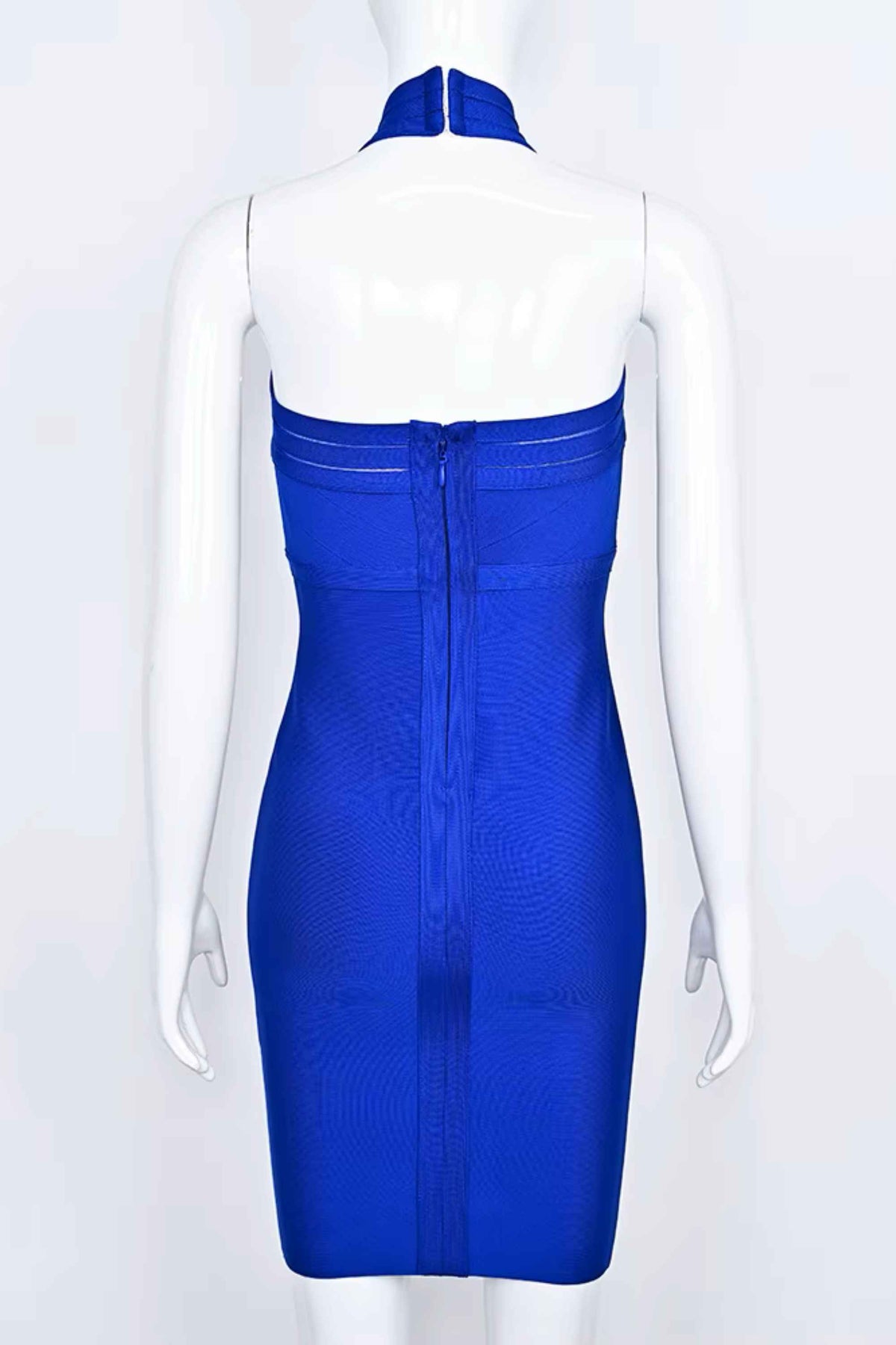 Woman wearing a figure flattering Eden Bandage Dress - Royal Blue BODYCON COLLECTION