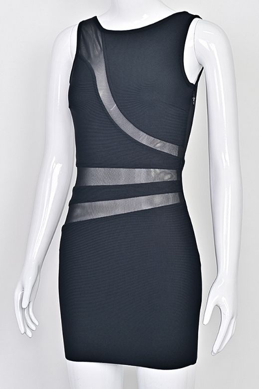 Woman wearing a figure flattering Ellie Bodycon Mini Dress - Classic Black BODYCON COLLECTION Pty Ltd