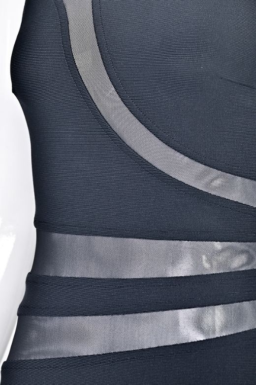 Woman wearing a figure flattering Ellie Bodycon Mini Dress - Classic Black BODYCON COLLECTION Pty Ltd