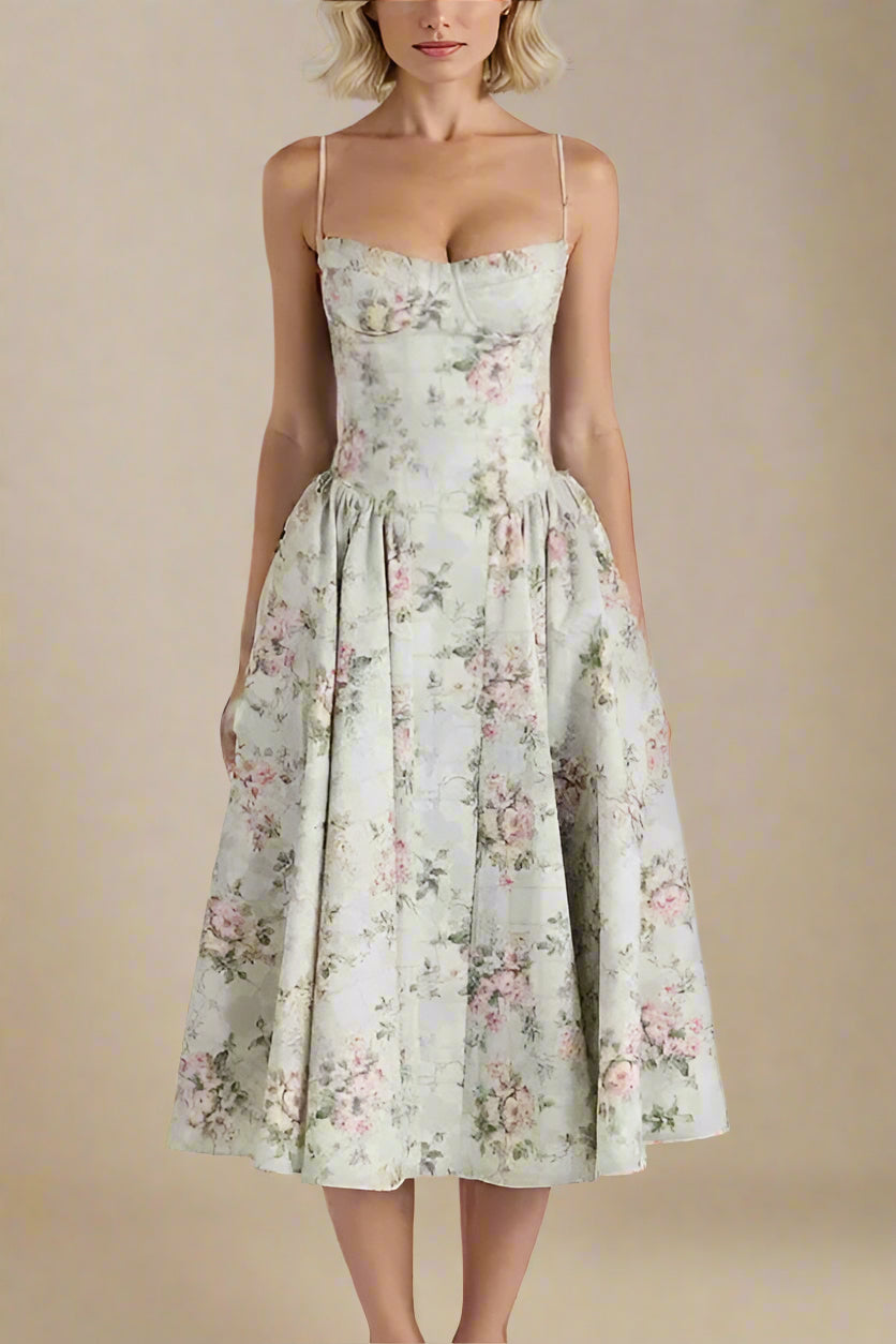 Woman wearing a figure flattering Everly Day Midi Dress - Mint Green BODYCON COLLECTION Pty Ltd