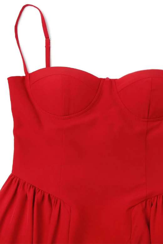 Woman wearing a figure flattering Everly Midi Dress - Lipstick Red BODYCON COLLECTION