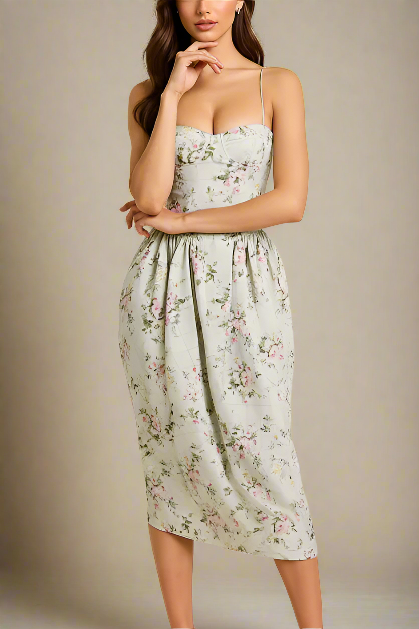 Woman wearing a figure flattering Everly Midi Dress - Mint Green BODYCON COLLECTION Pty Ltd