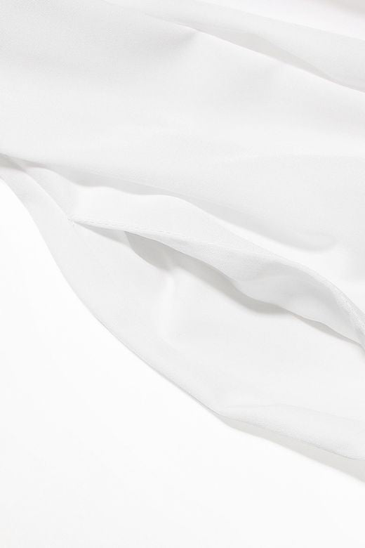 Woman wearing a figure flattering Gabbi Bodycon Midi Dress - Pearl White BODYCON COLLECTION