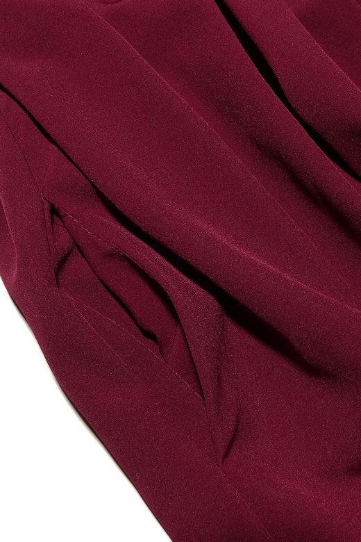 Woman wearing a figure flattering Gabbi Bodycon Midi Dress - Red Wine BODYCON COLLECTION