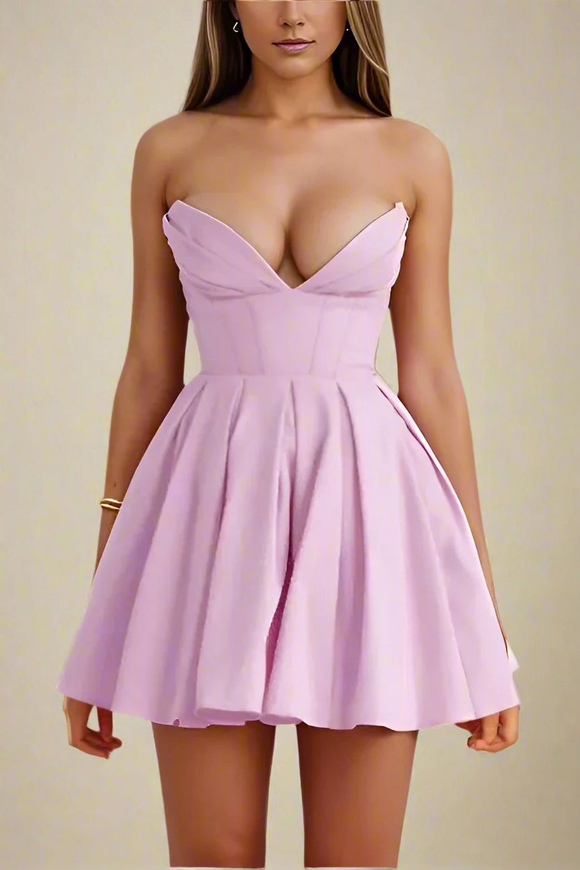 Woman wearing a figure flattering Gabbi Bodycon Mini Dress - Violet BODYCON COLLECTION