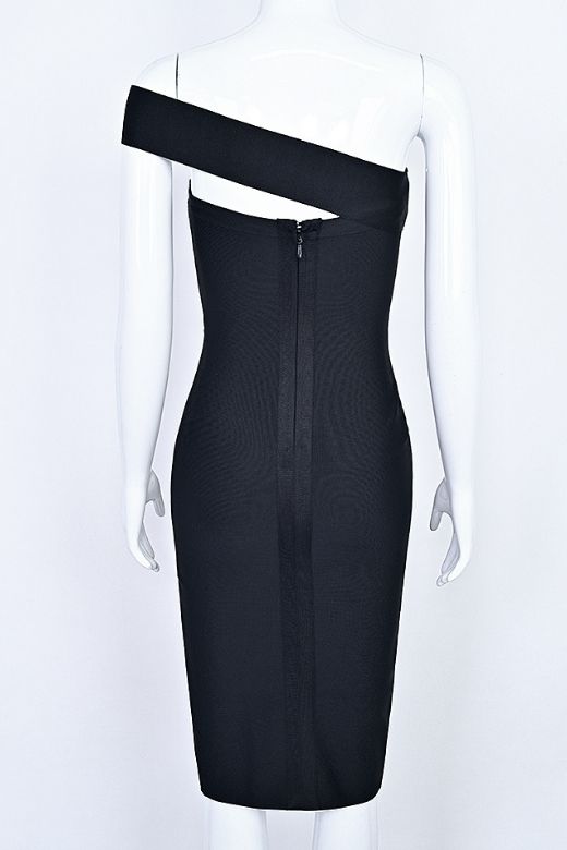 Woman wearing a figure flattering Gianna Bandage Dress - Classic Black BODYCON COLLECTION