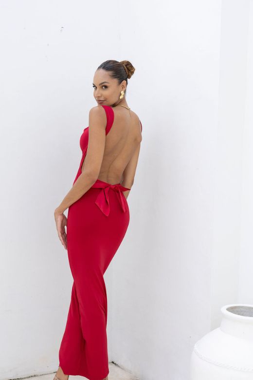 Woman wearing a figure flattering Harper Bodycon Maxi Dress - Classic Black BODYCON COLLECTION