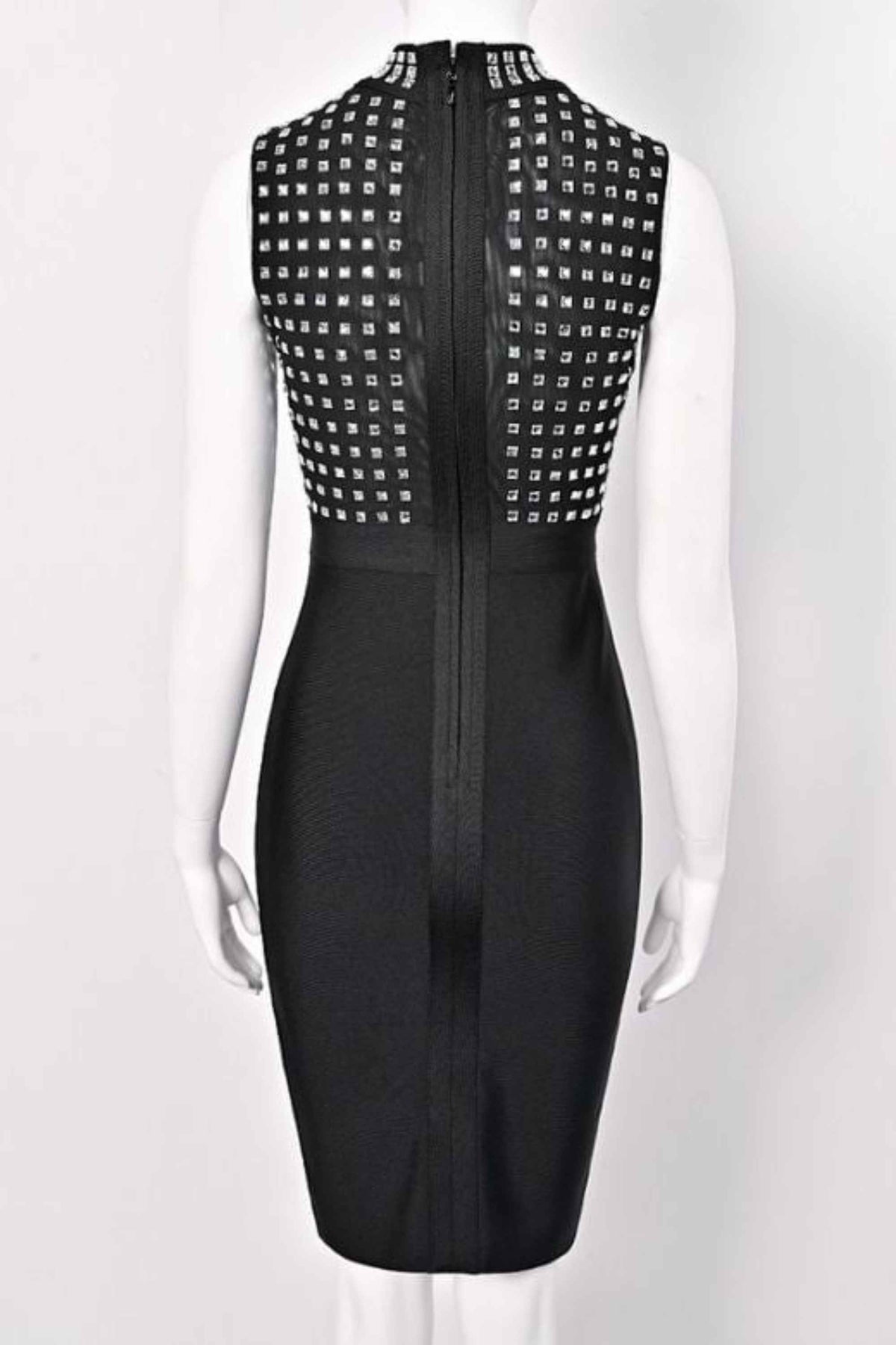 Woman wearing a figure flattering Hazel Bodycon Dress - Classic Black BODYCON COLLECTION Pty Ltd