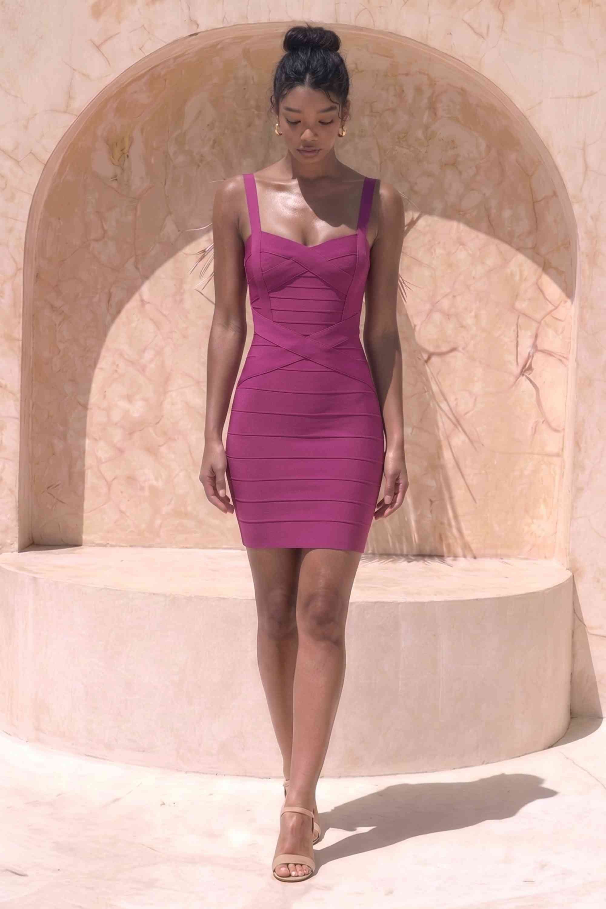 magenta pink bodycon dress Mischa Embellished Sweetheart-Neck Mini in Our bodycon dresses are available in a range of sizes Tala Mesh Pearl Bodycon Mini