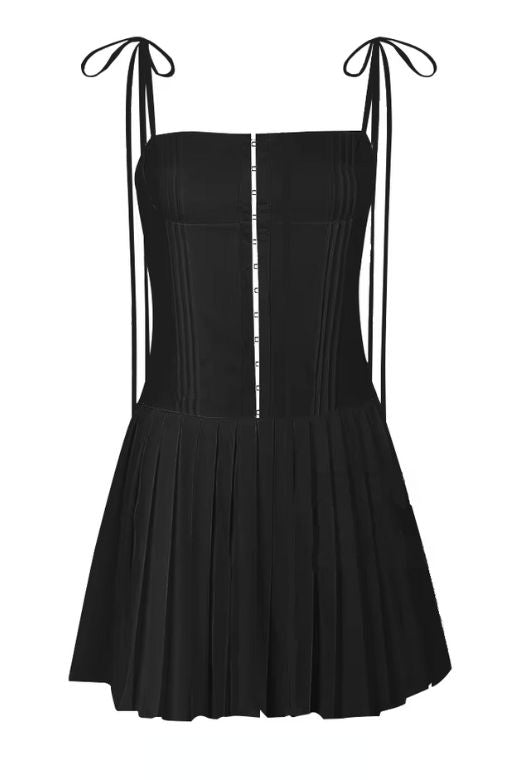 Woman wearing a figure flattering  Vivien Bodycon Mini Dress - Classic Black BODYCON COLLECTION