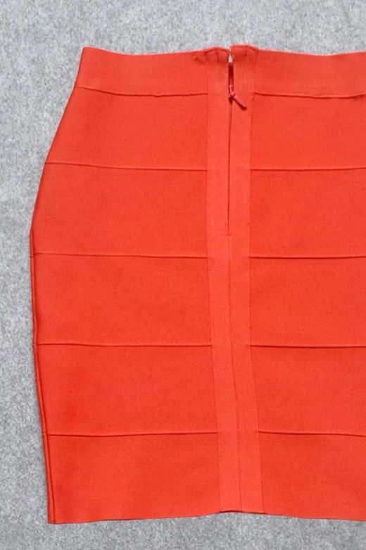 Woman wearing a figure flattering High Waist Bandage Mini Skirt - Lipstick Red BODYCON COLLECTION