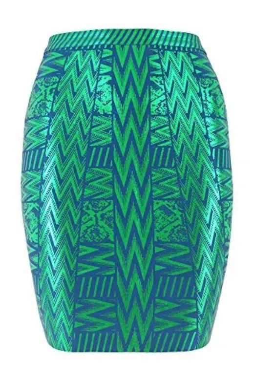 Woman wearing a figure flattering High Waist Metallic Mini Skirt - Emerald Green BODYCON COLLECTION