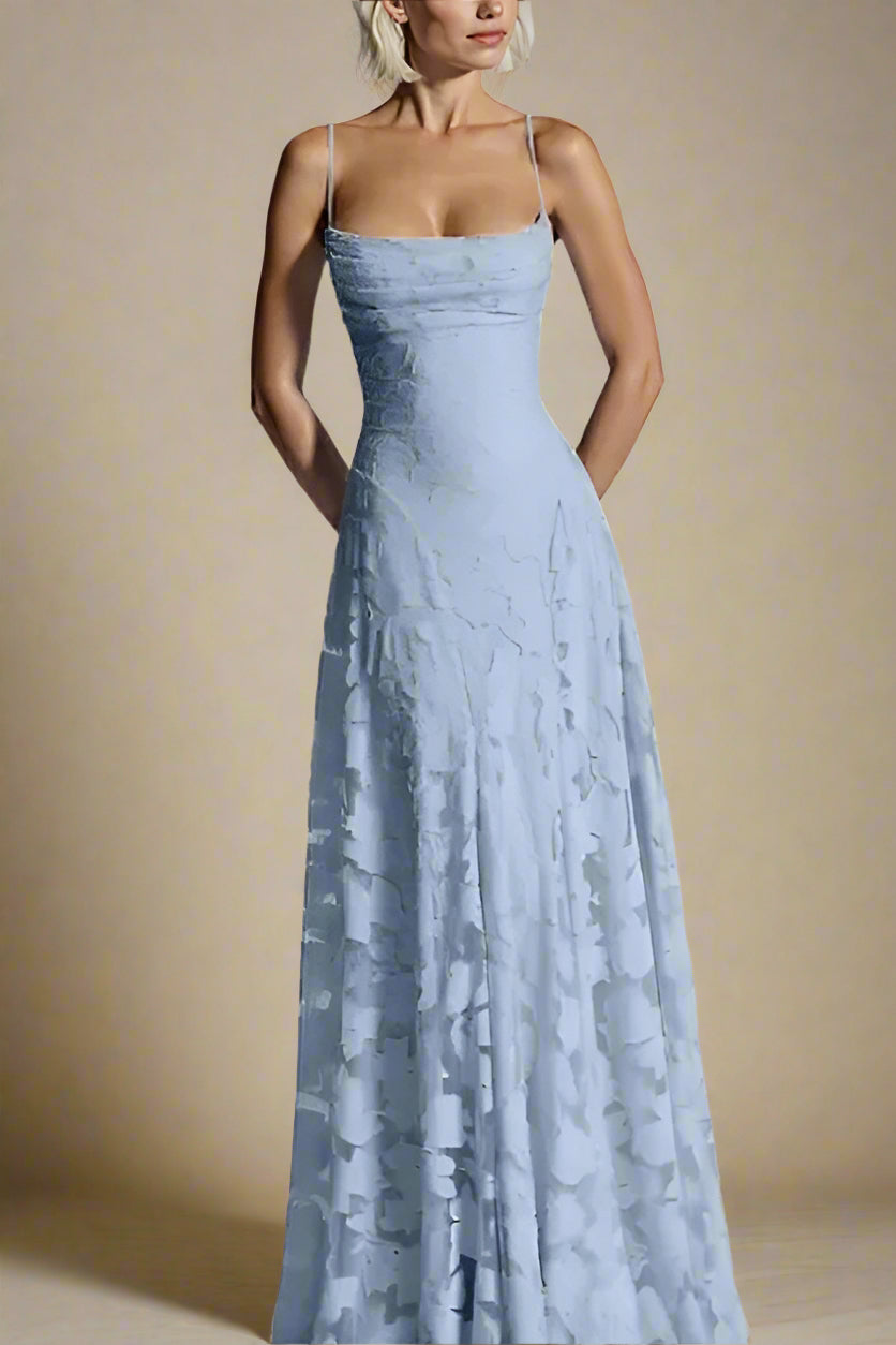 Woman wearing a figure flattering Ivy Bodycon Maxi Dress - Baby Blue BODYCON COLLECTION