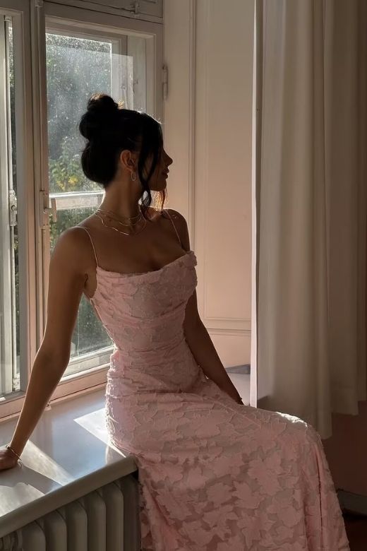 Woman wearing a figure flattering  Ivy Bodycon Maxi Dress - Red Wine BODYCON COLLECTION