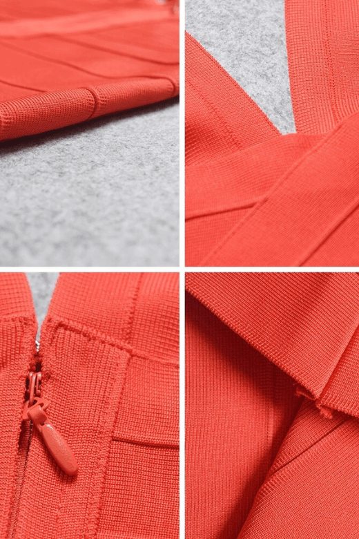 Woman wearing a figure flattering Jay Bandage Top - Lipstick Red BODYCON COLLECTION