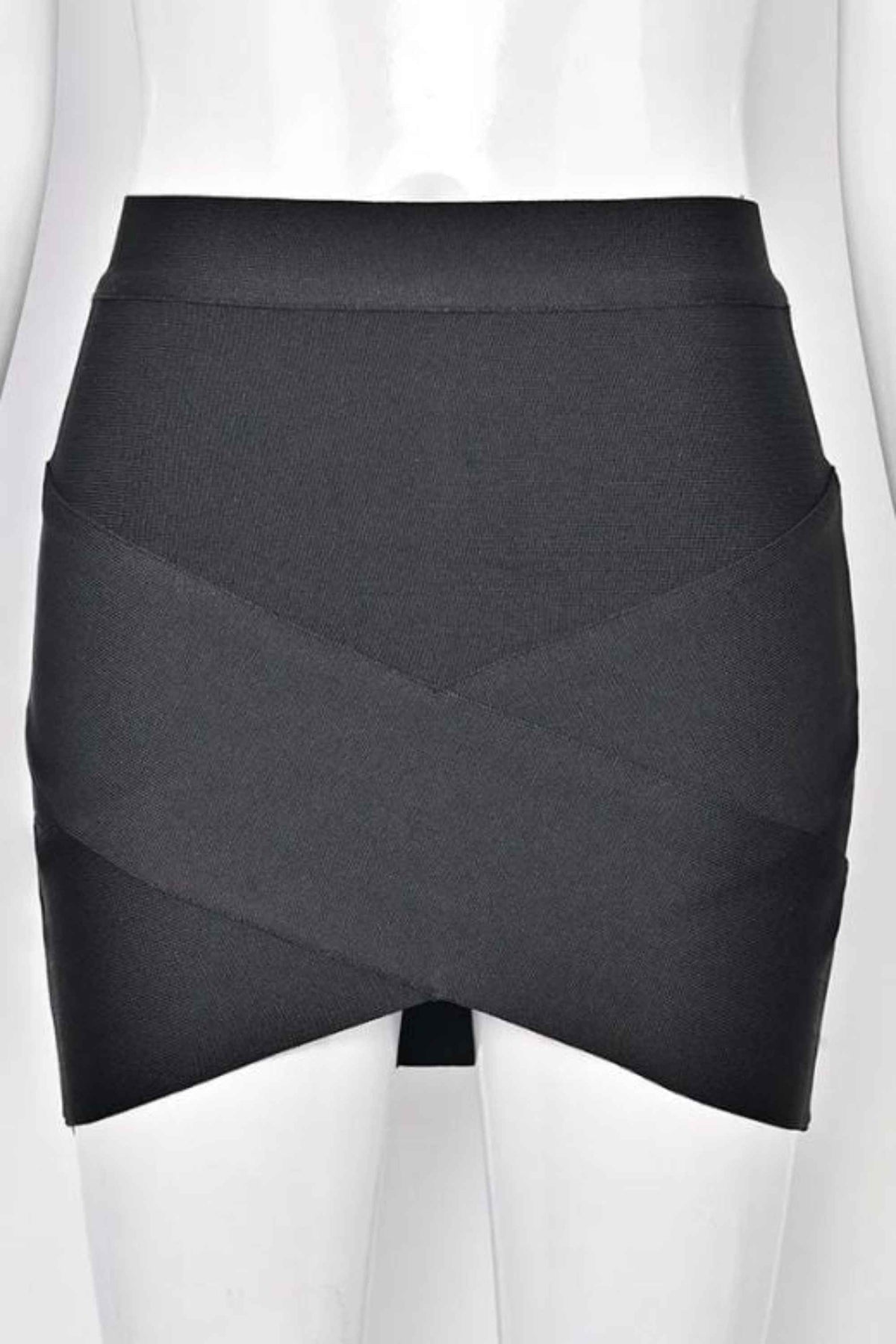 Woman wearing a figure flattering Jay High Waist Bandage Mini Skirt - Classic Black BODYCON COLLECTION