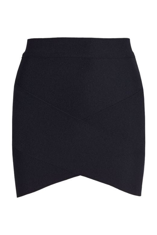 Woman wearing a figure flattering Jay High Waist Bandage Mini Skirt - Classic Black BODYCON COLLECTION