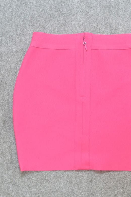 Woman wearing a figure flattering Jay High Waist Bandage Mini Skirt - Hot Pink BODYCON COLLECTION