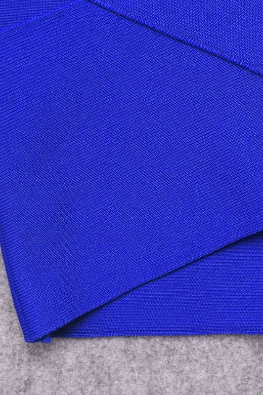 Woman wearing a figure flattering Jay High Waist Bandage Mini Skirt - Royal Blue BODYCON COLLECTION