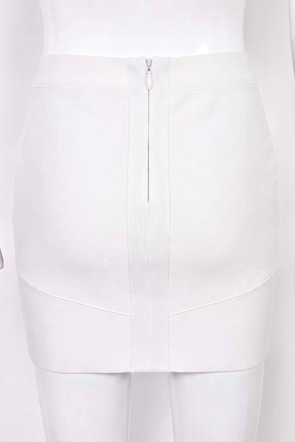 Woman wearing a figure flattering Jay High Waist Bandage Mini Skirt - White Pearl BODYCON COLLECTION