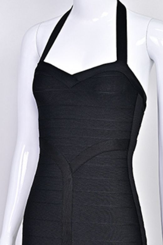 Woman wearing a figure flattering Lara Bandage Midi Dress - Classic Black BODYCON COLLECTION Pty Ltd