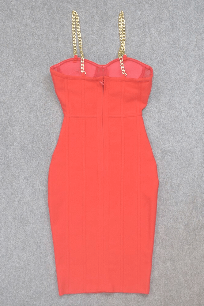 Woman wearing a figure flattering Leah Bodycon Dress - Lipstick Red Bodycon Collection