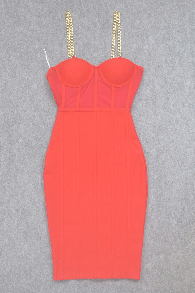 Woman wearing a figure flattering Leah Bodycon Dress - Lipstick Red Bodycon Collection