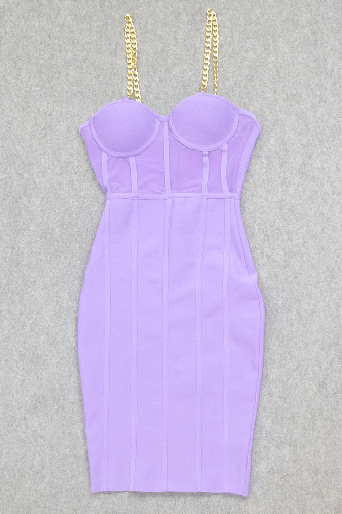 Woman wearing a figure flattering Leah Bodycon Dress - Violet Bodycon Collection