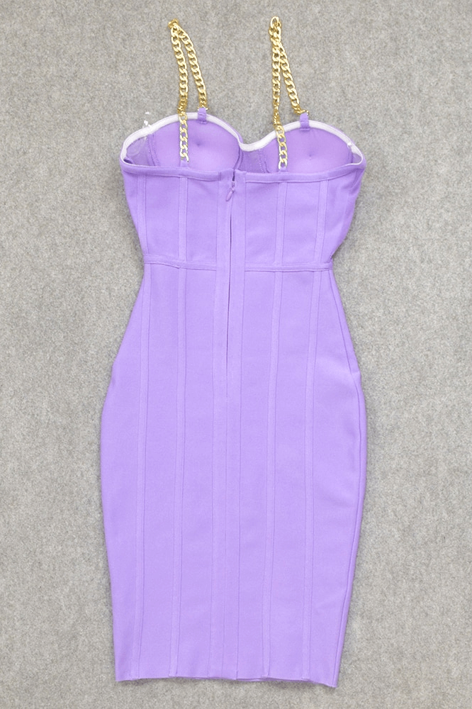 Woman wearing a figure flattering Leah Bodycon Dress - Violet Bodycon Collection