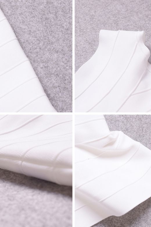 Woman wearing a figure flattering Leni Bandage Top - Pearl White BODYCON COLLECTION