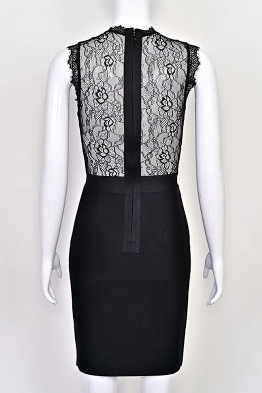 Woman wearing a figure flattering Lori Bodycon Dress - Classic Black BODYCON COLLECTION Pty Ltd