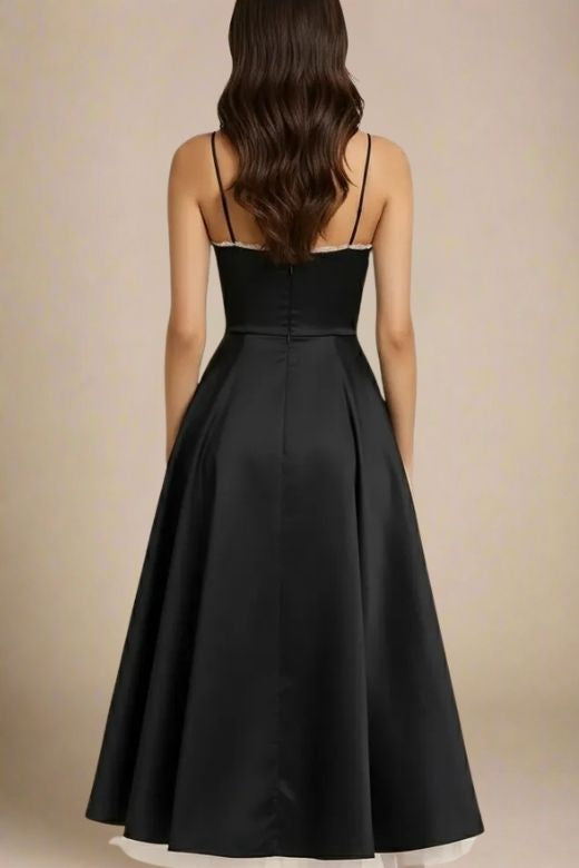Woman wearing a figure flattering Mavis Bodycon Midi Dress - Classic Black BODYCON COLLECTION