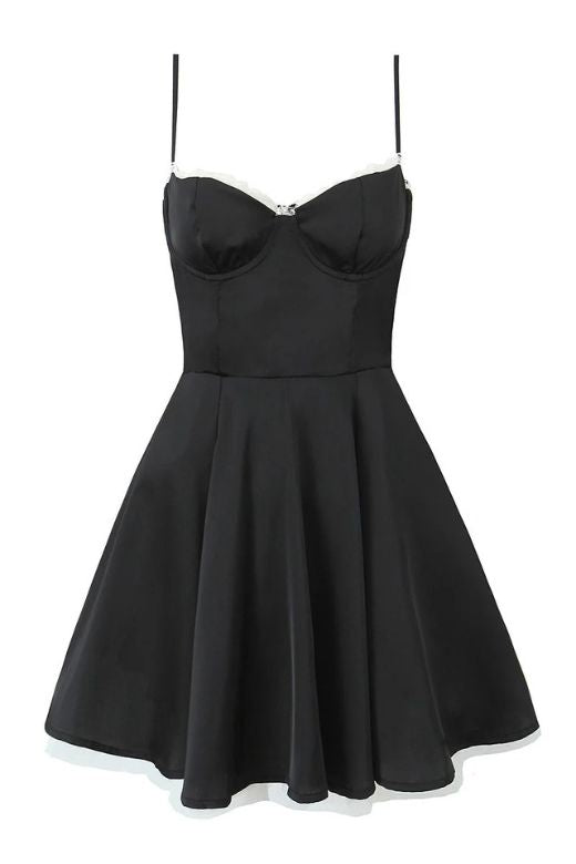 Woman wearing a figure flattering Mavis Bodycon Mini Dress - Classic Black BODYCON COLLECTION