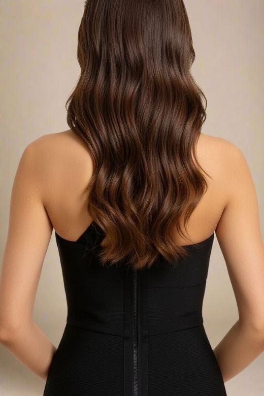 Woman wearing a figure flattering Mia Bodycon Midi Dress - Classic Black BODYCON COLLECTION Pty Ltd