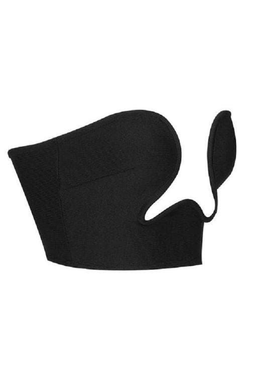 Woman wearing a figure flattering Mika Bandage Crop Top - Classic Black BODYCON COLLECTION