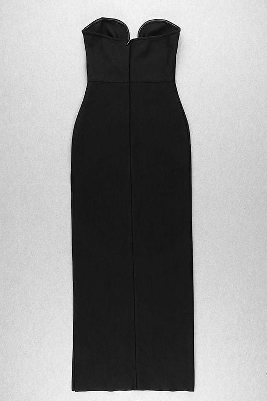 Woman wearing a figure flattering Mika Bodycon Midi Dress - Classic Black BODYCON COLLECTION