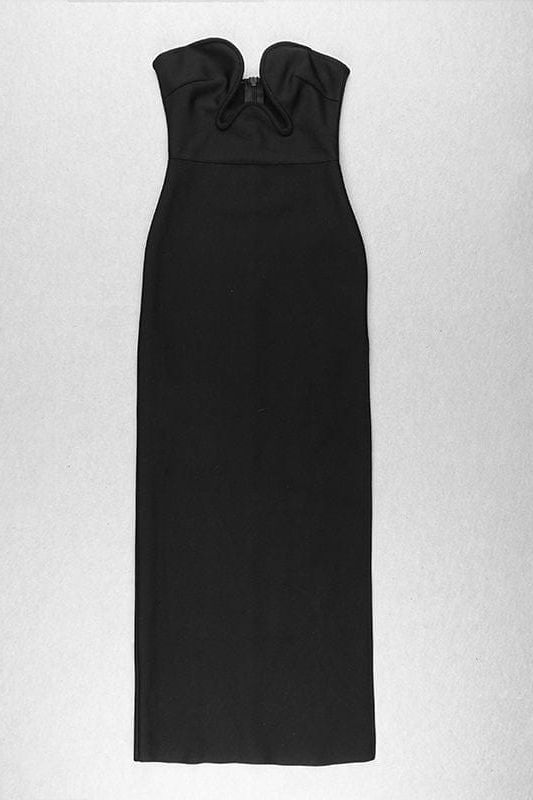 Woman wearing a figure flattering Mika Bodycon Midi Dress - Classic Black BODYCON COLLECTION